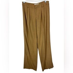 12th Tribe Pleated Tan Wide Leg Linen Blend Trousers M